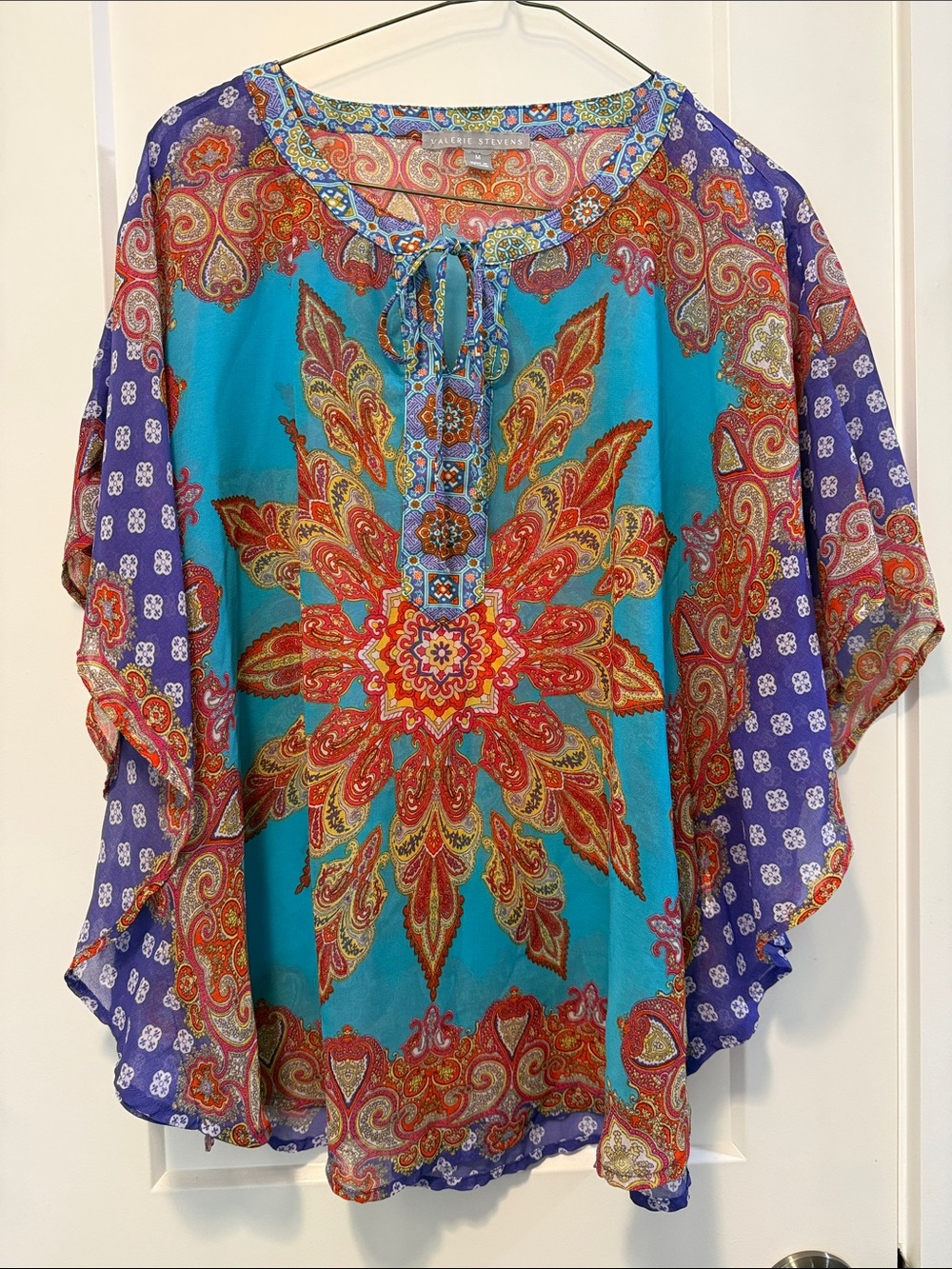 Valerie Stevens Women's Boho Paisley Medallion Tie-Front Tunic